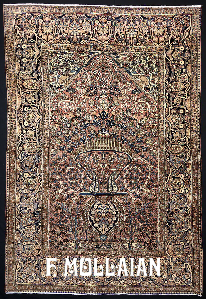 Tappeto Persiano Antico Kashan Mohtasham n°:77941749
